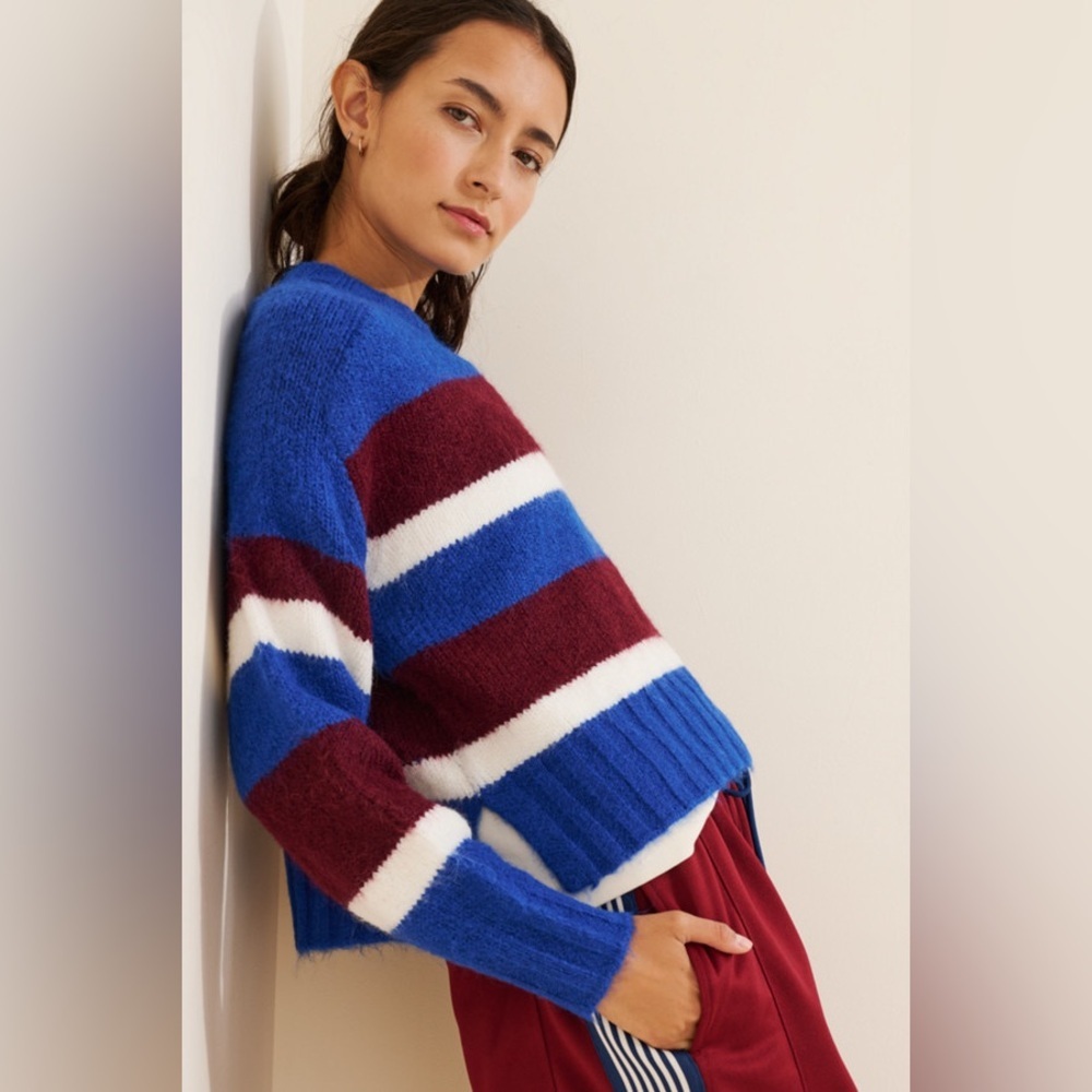 NWT- Pistola Denim ADINA SWEATER - AZURE CLARET STRIPE XS - Picture 3 of 6